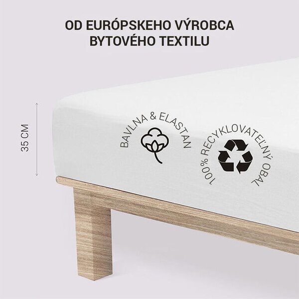 Cearșaf elastic jersey cu elastan alb 90 x 200 cm