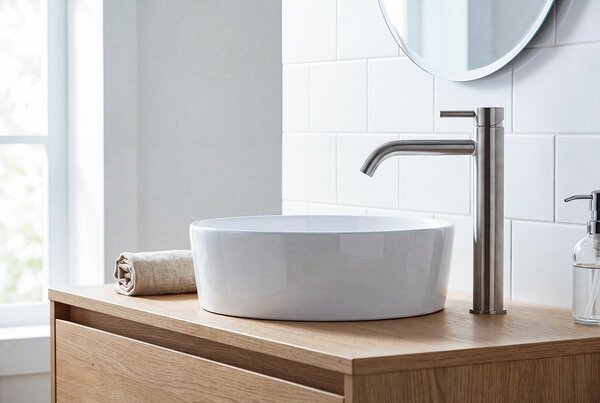 Sapho Minimal, baterie lavoar cu piedestal, 300 cm, oțel, MI506