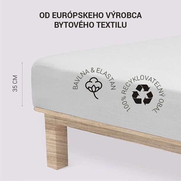 Cearșaf elastic jersey cu elastan gri 90 x 200 cm