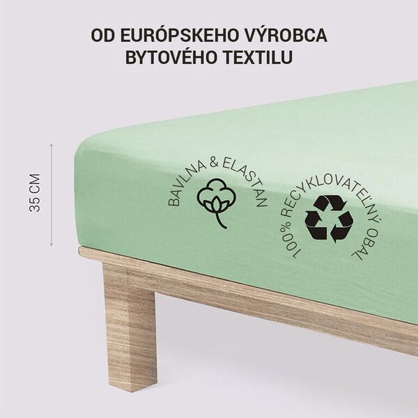 Cearșaf elastic jersey cu elastan verde 90 x 200 cm