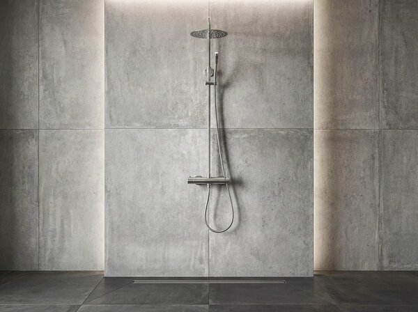 Sapho Minimal, coloană de duș cu manetă și baterie, cap rotund, oțel, MI139