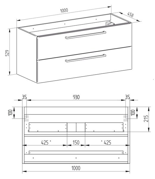 Mereo, Mereo Bino, dulap de baie 100 cm, alb, MER-CN662SN