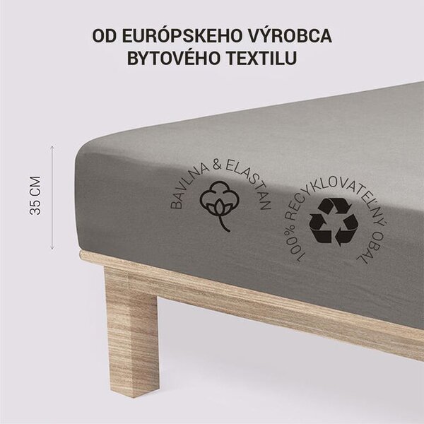 Cearșaf elastic jersey cu elastan antracit 90 x 200 cm