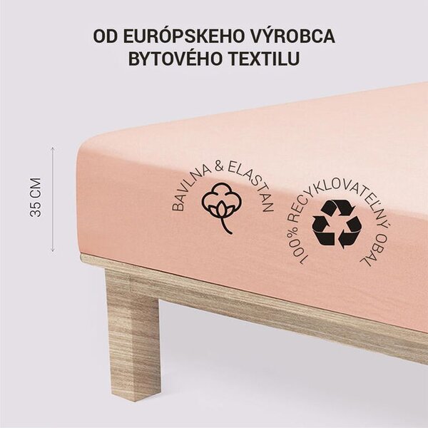 Cearșaf elastic jersey cu elastan pudră 90 x 200 cm