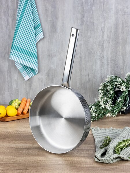 Tigaie inalta Zilan ZLN1337 din otel inoxidabil, 1.5L, Diametru 24 cm, Maner nituit, Maner din inox