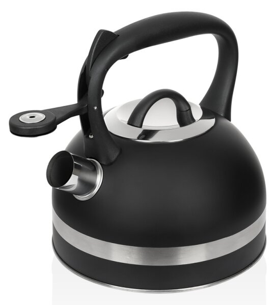 Ceainic din inox cu fluier Zilan ZLN1283, Culoare negru, Compatibil gaz, electric inductie, Capacitate 3L