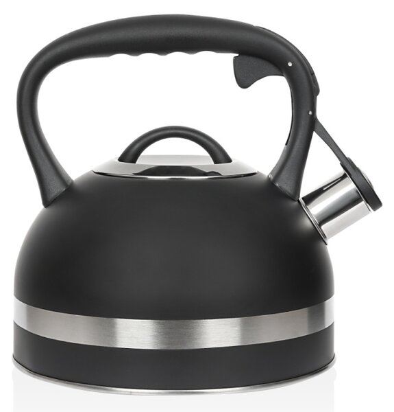 Ceainic din inox cu fluier Zilan ZLN1283, Culoare negru, Compatibil gaz, electric inductie, Capacitate 3L