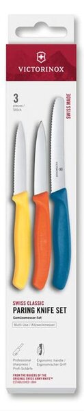 Cuțite de bucătărie VICTORINOX SWISS CLASSIC cu mânere colorate, set 3 buc