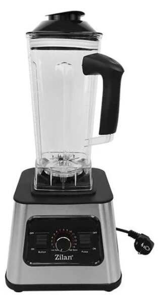 Blender inox Zilan ZLN2785, Vas din sticla 2L, 15 trepte viteza + pulse, Putere 1100W