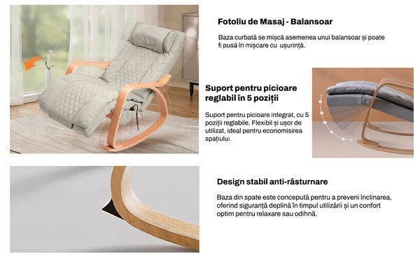 Fotoliu R05 Bej cu Funcție de Masaj