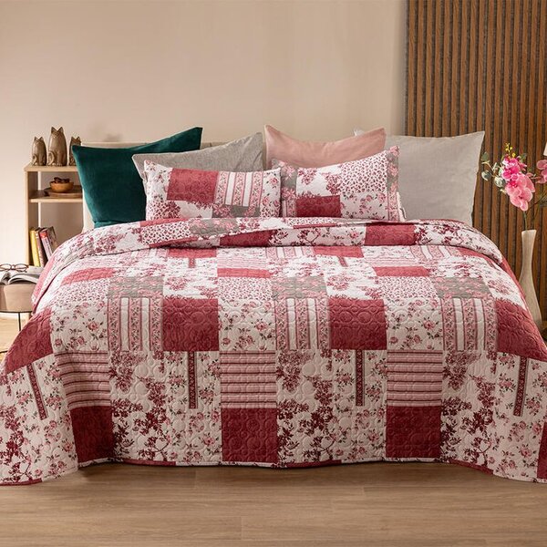 Cuvertură de pat VINTAGE ROSE bordo pat simplu