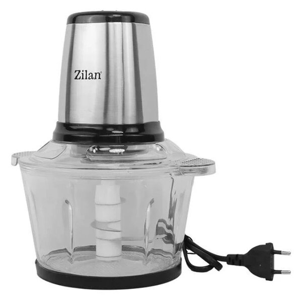 Tocator legume-fructe Zilan ZLN3898 din inox, Vas din sticla capacitate 2L, 2 trepte de viteza + pulse, Putere 400W
