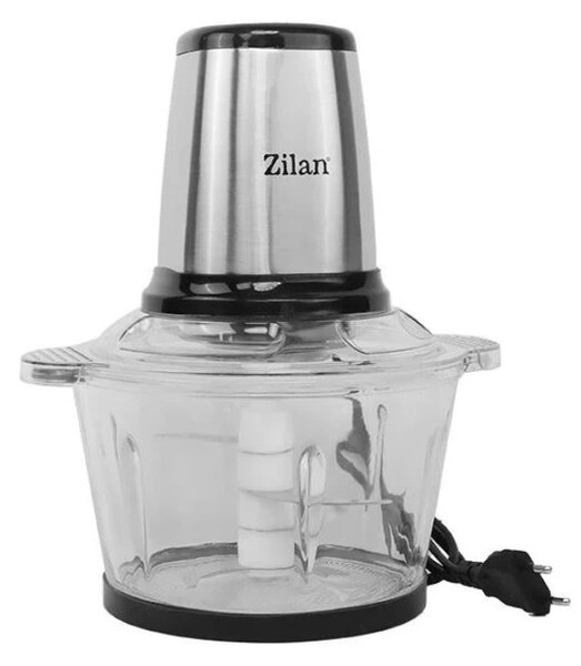 Tocator legume-fructe Zilan ZLN3898 din inox, Vas din sticla capacitate 2L, 2 trepte de viteza + pulse, Putere 400W
