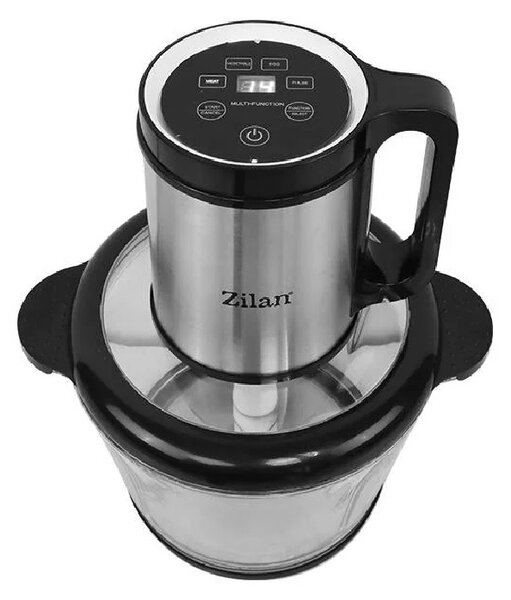 Tocator legume-fructe Zilan ZLN2747 digital din inox, Vas din sticla capacitate 3L, 4 functii presetate, Lame din titan, Putere 500W