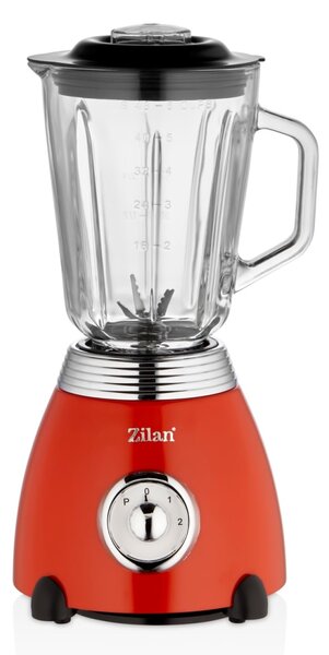 Blender RETRO Zilan ZLN7057 Rosu, capacitate 1.5 L, putere 500W, lame din otel