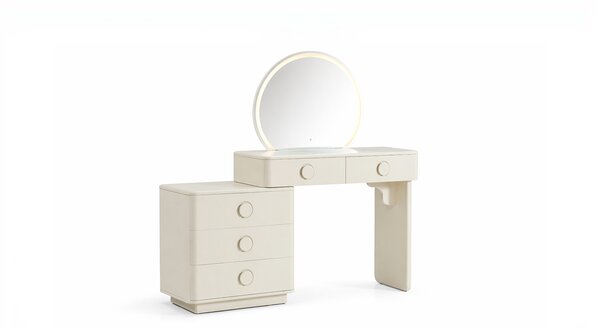 Măsuță Toaletă T6225 Albă Extensibilă cu 3 culori LED și Oglindă