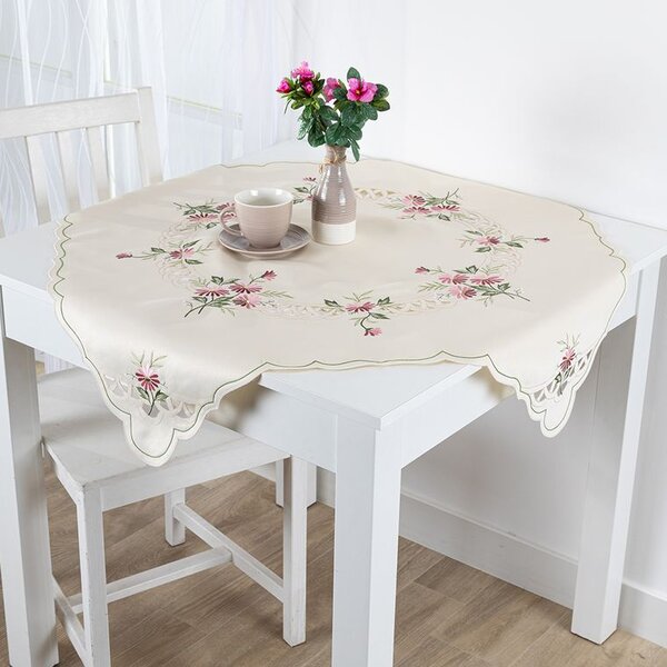Față de masă centrală cu broderie MARGARETA ROZ 85 x 85 cm