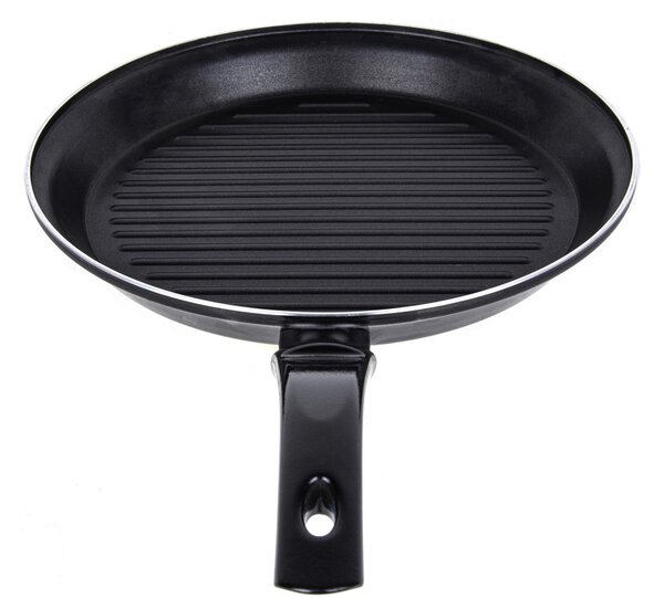 Tigaie grill ZILAN ZLN2126 - 28cm, aluminiu, interior PTFE/teflon, maner ebonita, neagra