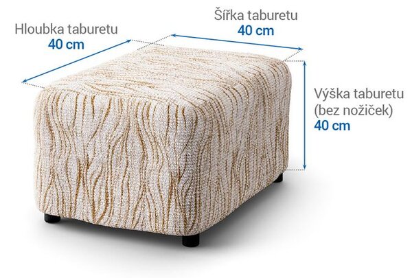 Huse bielastice UNIVERSO NOU bej cu dungi taburet (40 x 40 x 40 cm)