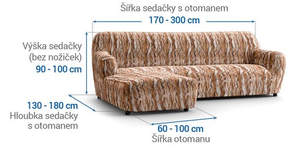 Huse bielastice OCEANO NOU cărămizii canapea cu otoman stânga (l. 170 - 300 cm)