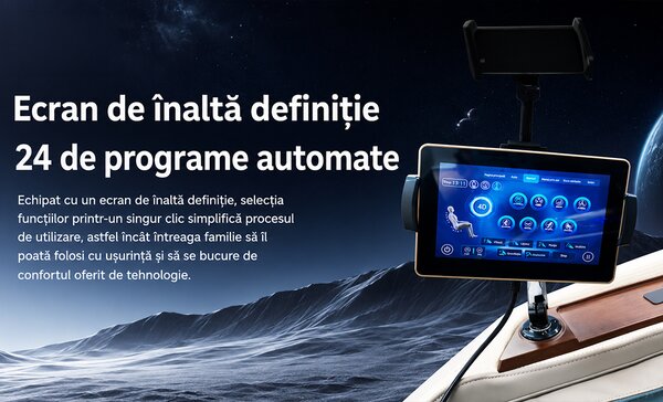 Fotoliu de masaj A013 Alb / maro, Bluetooth, Zero Gravity, ecran LCD