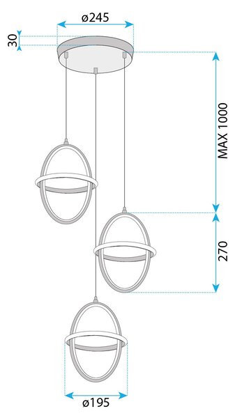 Lampă suspendată LED G064-3CPR Gold
