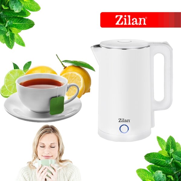 Fierbator electric ZILAN ZLN1147 - 1.7L, 1500W, alb, oprire automata