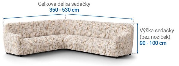 Huse bielastice UNIVERSO NOU bej cu dungi colțar (l. 350 - 530 cm)
