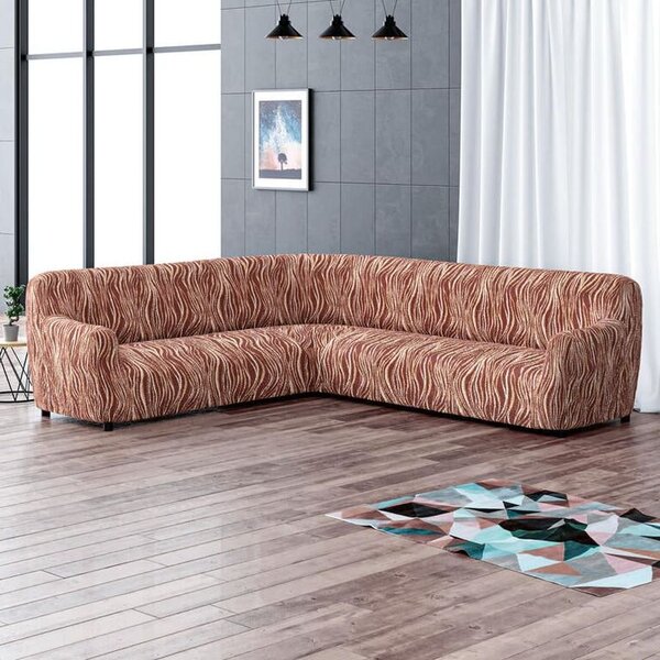 Huse bielastice UNIVERSO NOU dungi maro colțar (l. 350 - 530 cm)