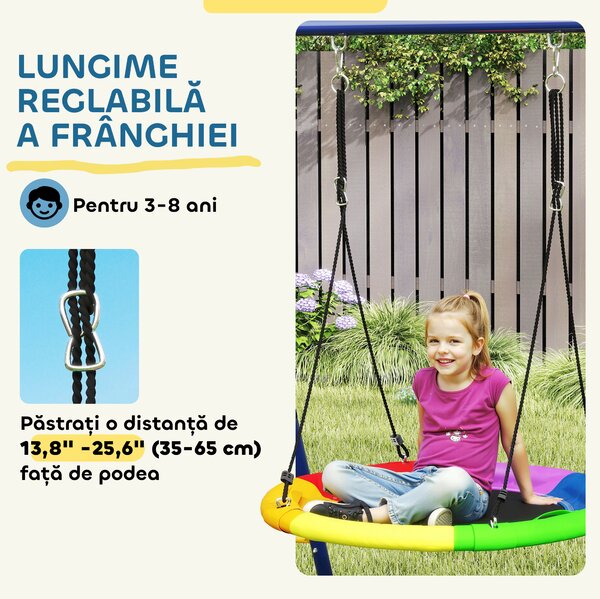 AIYAPLAY Set Leagăn de Grădină 6 în 1 pentru Copii 3-8 Ani, 350x183x200 cm, Multicolor | Aosom Romania