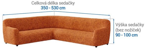 Huse cu două elastice GRAFITI NOU cărămizie colțar (l. 350 - 530 cm)