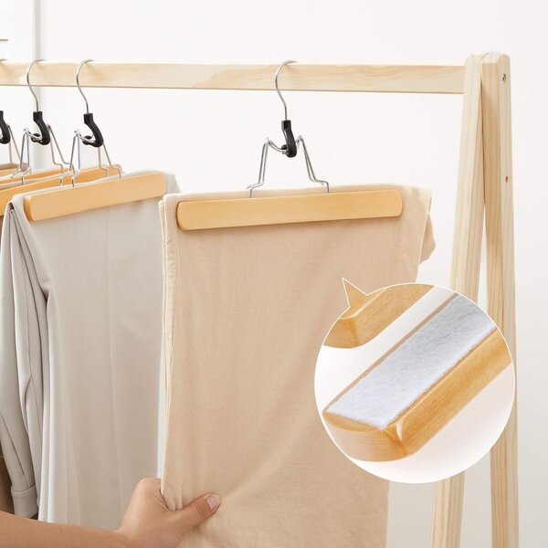 Suport pentru pantaloni din lemn antiderapant 12 buc
