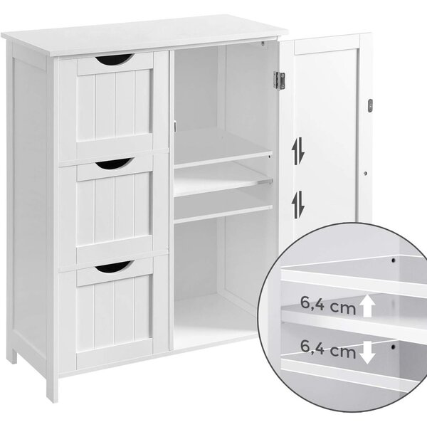 Dulap baie cu 3 sertare, 60x30x81cm, alb