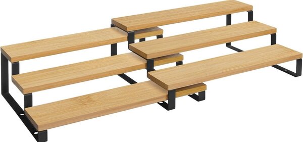Set de 2 bucăți suport condimente din bambus, 3 niveluri, negru 32x24x11/9cm