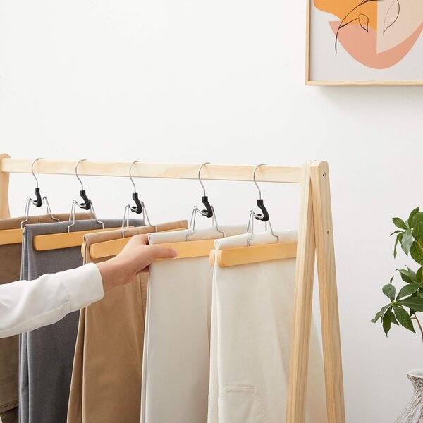 Suport pentru pantaloni din lemn antiderapant 12 buc