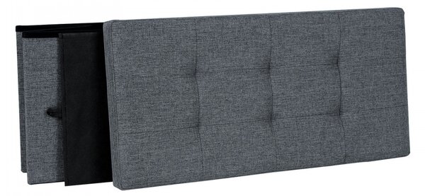 Puf pliabil cu spațiu de depozitare din pânză, gri închis 76x38x38cm