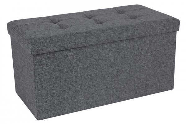 Puf pliabil cu spațiu de depozitare din pânză, gri închis 76x38x38cm