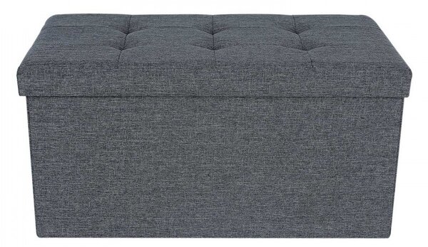 Puf pliabil cu spațiu de depozitare din pânză, gri închis 76x38x38cm