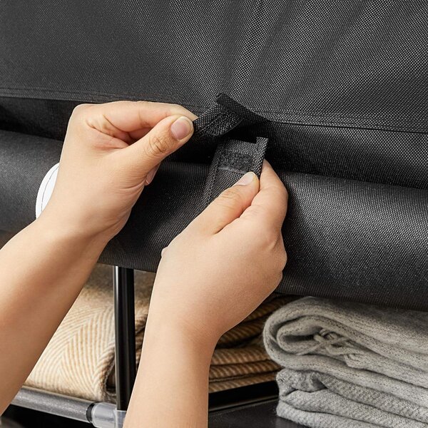 Dulap portabil pentru depozitare haine textil, negru 150x45x175cm