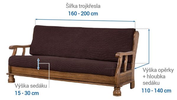 Huse care se întind foarte bine NIAGARA ciocolatei 3fotoliu cu manere de lemn (l. 160 - 200 cm)