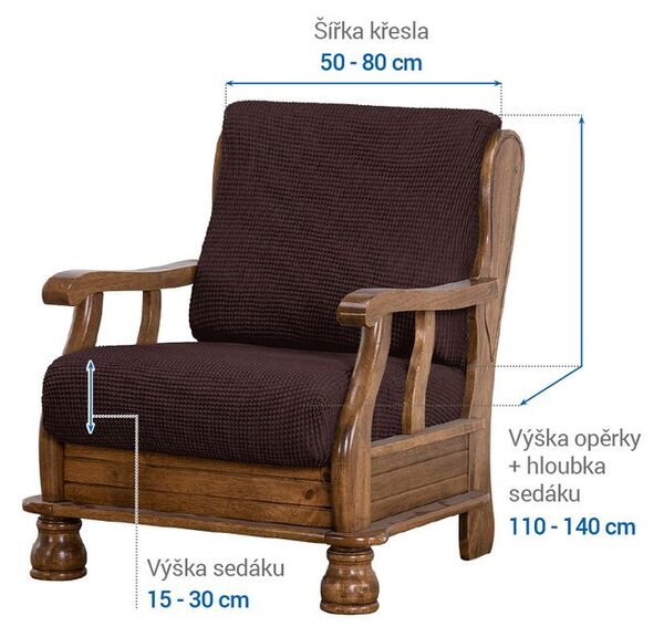 Huse care se întind foarte bine NIAGARA ciocolatei fotoliu cu manere de lemn (l. 50 - 80 cm)