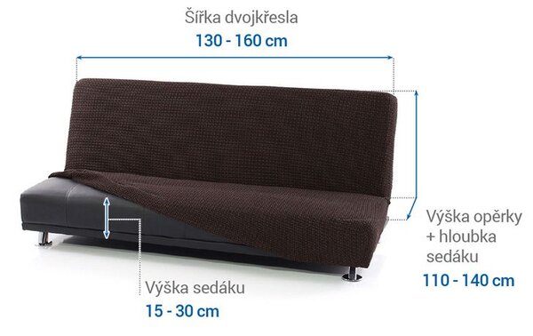 Huse care se întind foarte bine NIAGARA ciocolatei 2fotoliu cu manere de lemn (l. 130 - 160 cm)