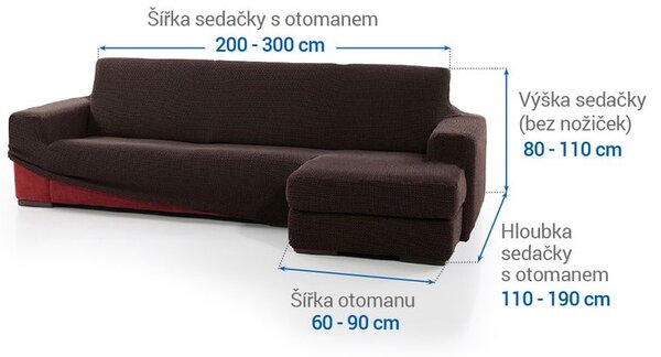 Huse care se întind foarte bine NIAGARA ciocolatei canapea cu otoman dreapta (l. 200 - 300 cm)