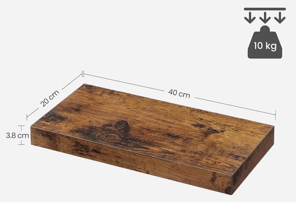 Raft plutitor montabil pe perete, maro rustic 40x20x3cm