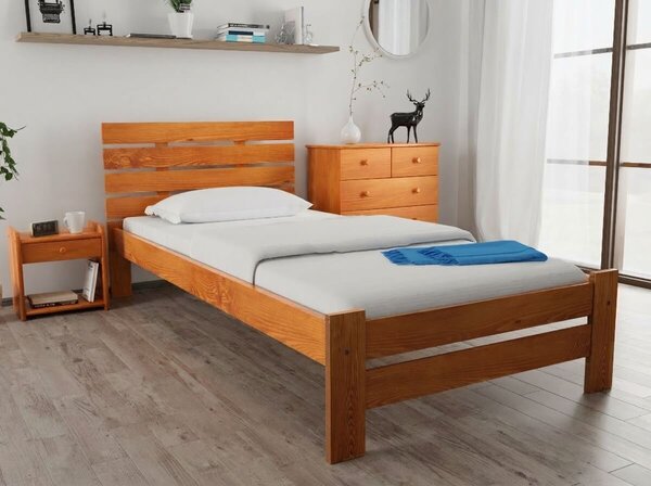 Pat de o persoana inalt Paris, arin 90x200 cm Saltele: Cu saltele Deluxe 10 cm, Somiera pat: Fara somiera