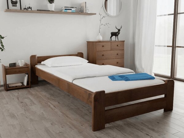 Pat de o persoana Emily 90x200 cm, stejar Saltele: Fara saltea, Somiera pat: Cu lamele drepte