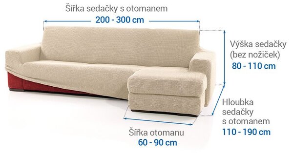 Huse care se întind foarte bine NIAGARA smântânii canapea cu otoman dreapta (l. 200 - 300 cm)