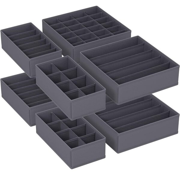 Set de 8 piese, organizator sertar din material textil pentru lenjerie intimă, gri