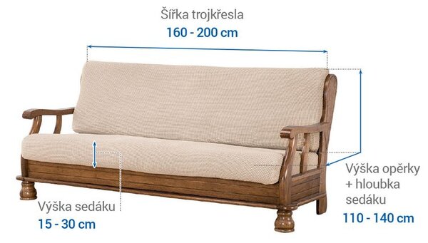 Huse care se întind foarte bine NIAGARA smântânii 3fotoliu cu manere de lemn (l. 160 - 200 cm)