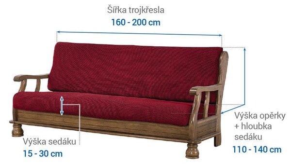 Huse care se întind foarte bine NIAGARA bordo 3fotoliu cu manere de lemn (l. 160 - 200 cm)